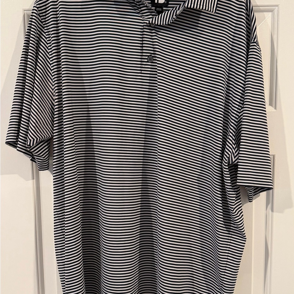 Footjoy Navy and White Striped Polo Shirt size XL